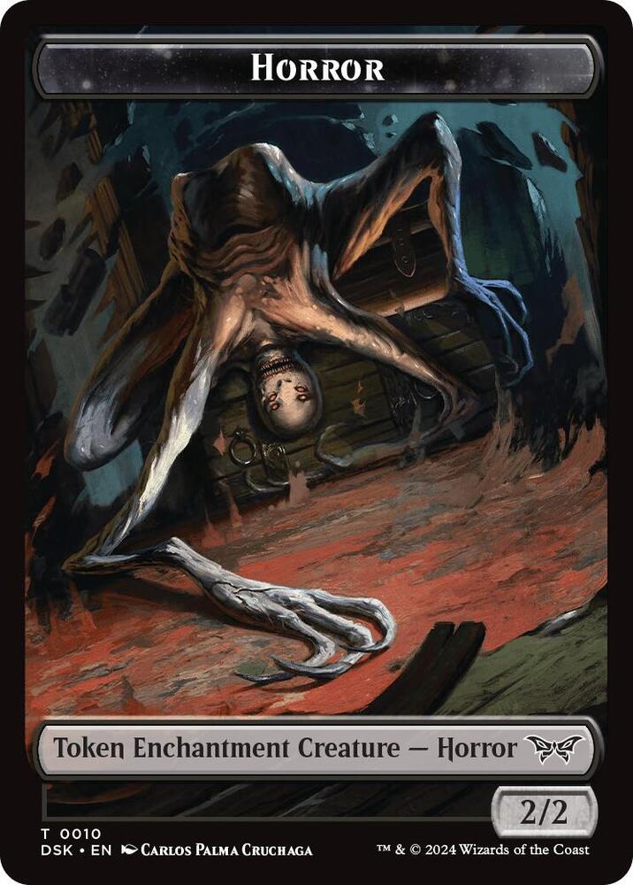 Horror // Glimmer Double-Sided Token (10 // 4) [Duskmourn: House of Horror]