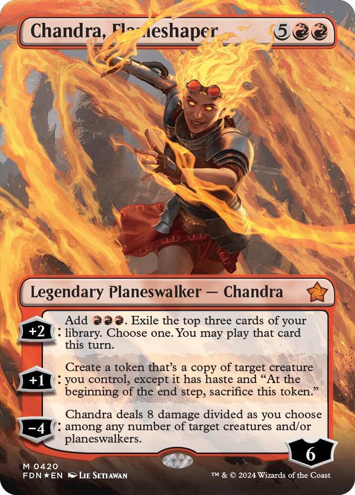 Chandra, Flameshaper (Borderless) (Mana Foil) (420) [Foundations]