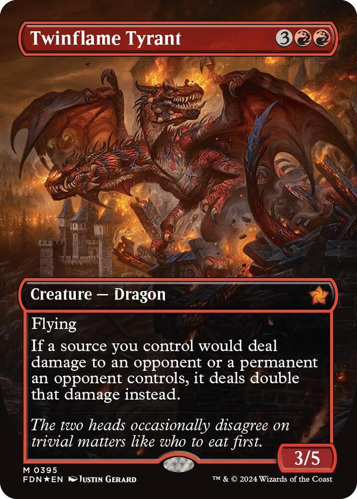 Twinflame Tyrant (Borderless) (Mana Foil) (395) [Foundations]