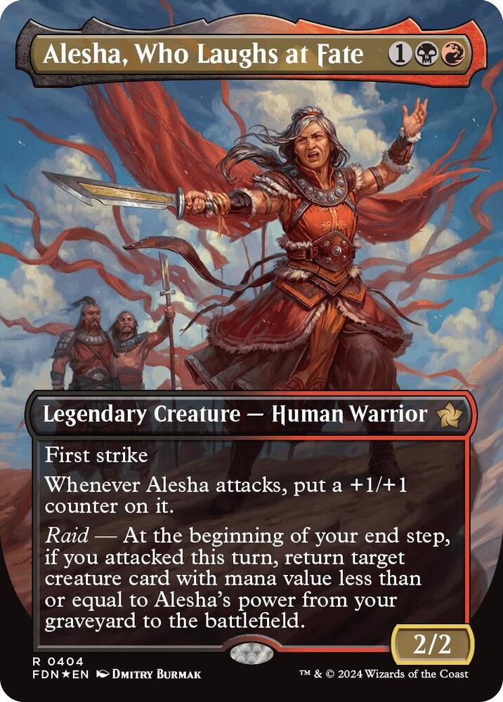 Alesha, Who Laughs at Fate (Borderless) (Mana Foil) (404) [Foundations]