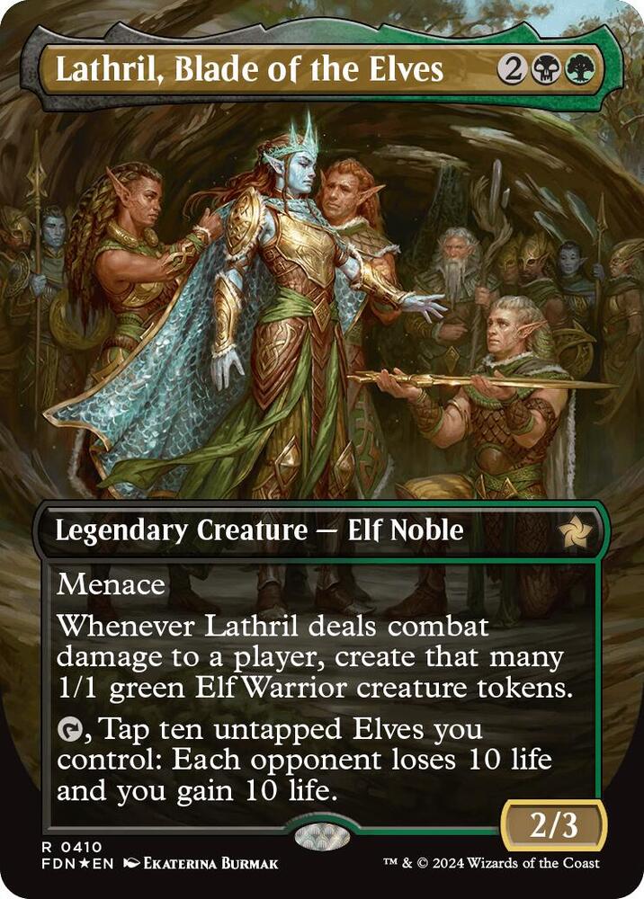 Lathril, Blade of the Elves (Borderless) (Mana Foil) (410) [Foundations]
