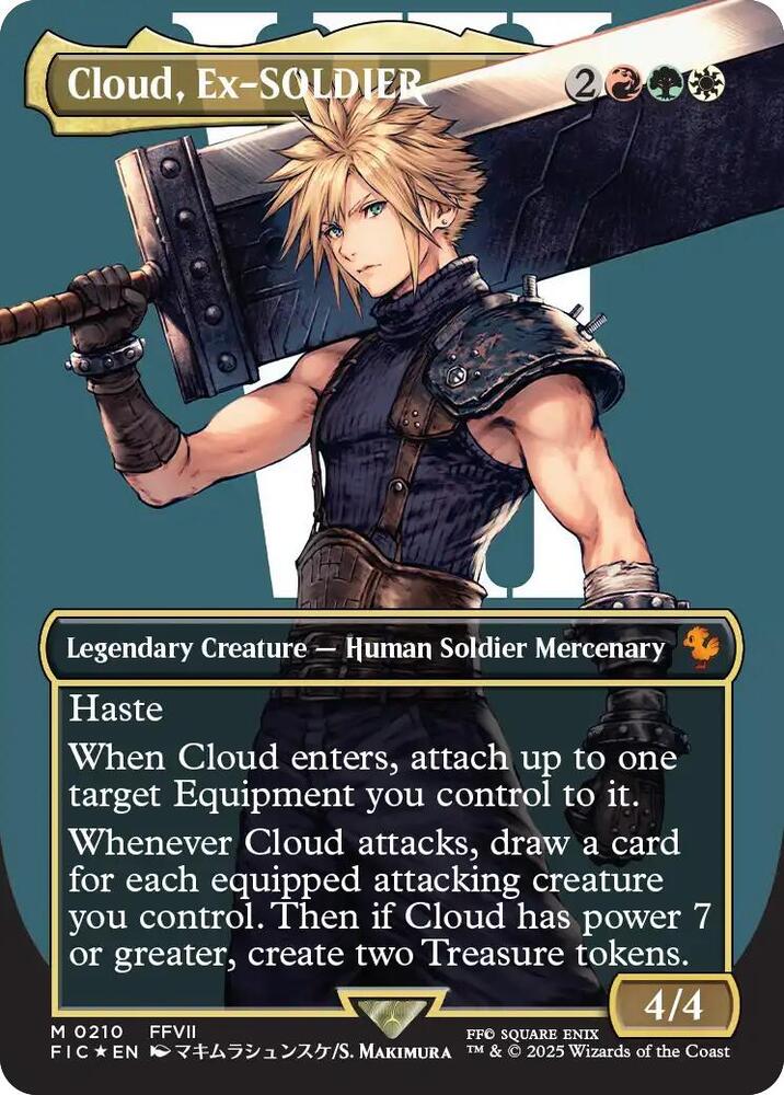 Cloud, Ex-SOLDIER (Borderless) (Surge Foil) (210) [Final Fantasy Commander]