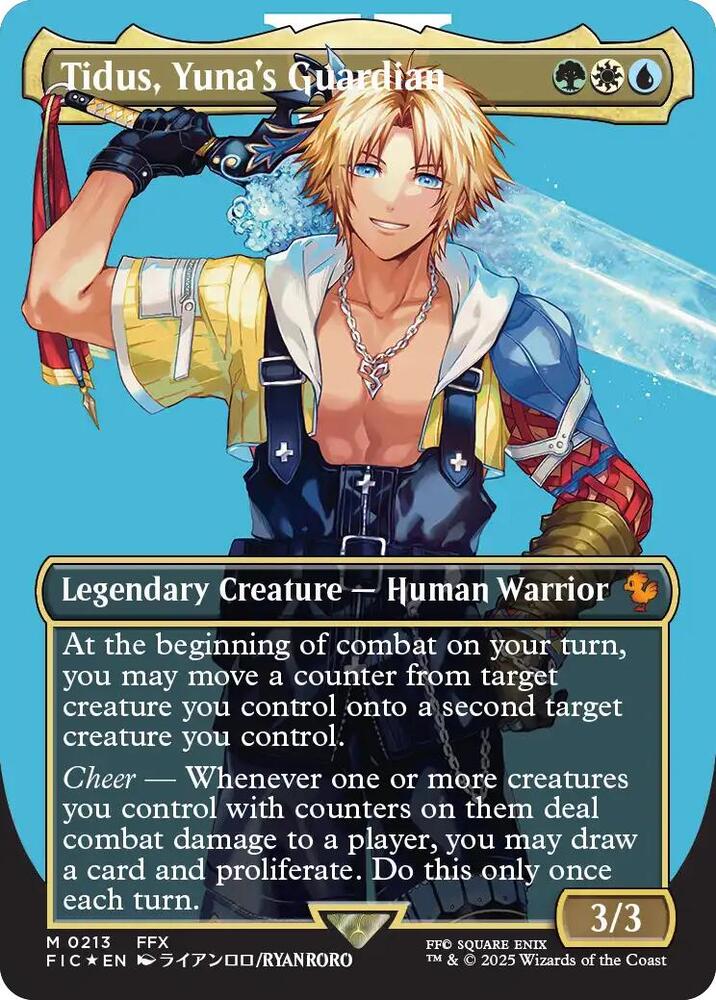 Tidus, Yuna's Guardian (Borderless) (Surge Foil) (213) [Final Fantasy Commander]