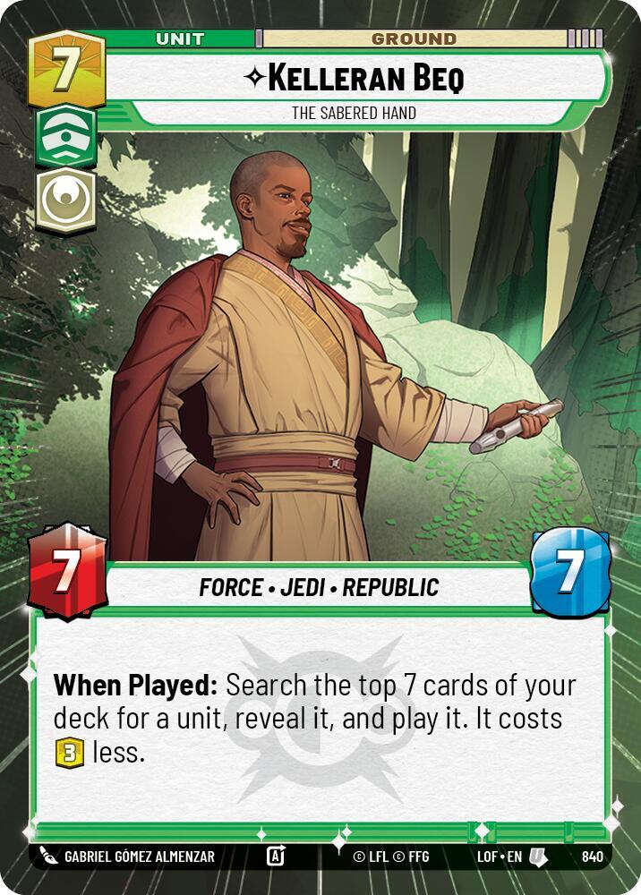 Kelleran Beq - The Sabered Hand (Hyperspace Foil) (840) [Legends of the Force]