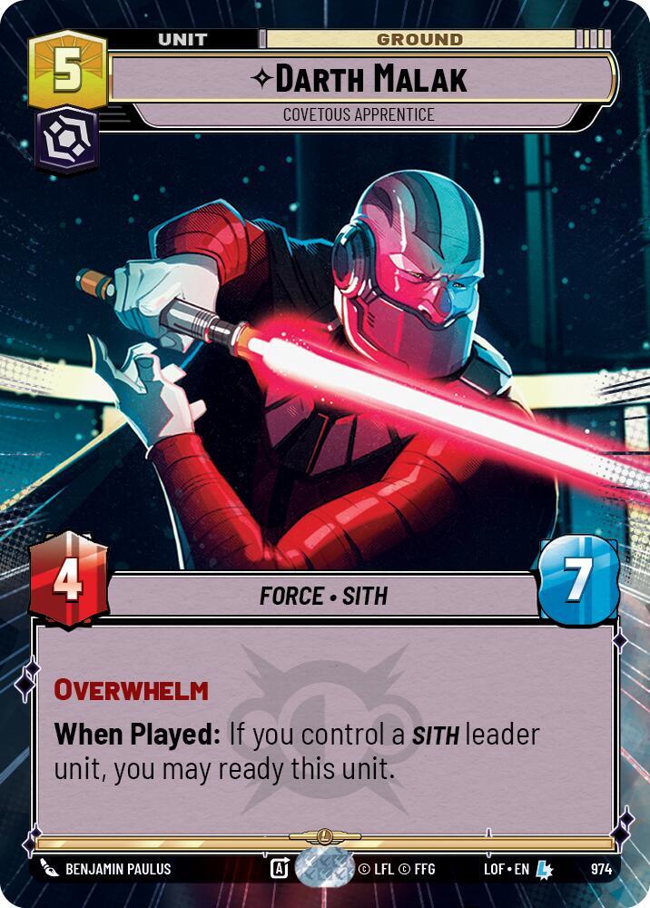 Darth Malak - Covetous Apprentice (Hyperspace Foil) (974) [Legends of the Force]