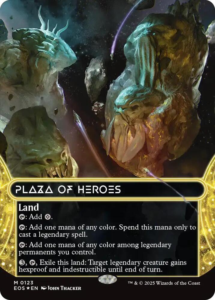 Plaza of Heroes (0123) (Borderless) (Galaxy Foil) [Edge of Eternities: Stellar Sights]