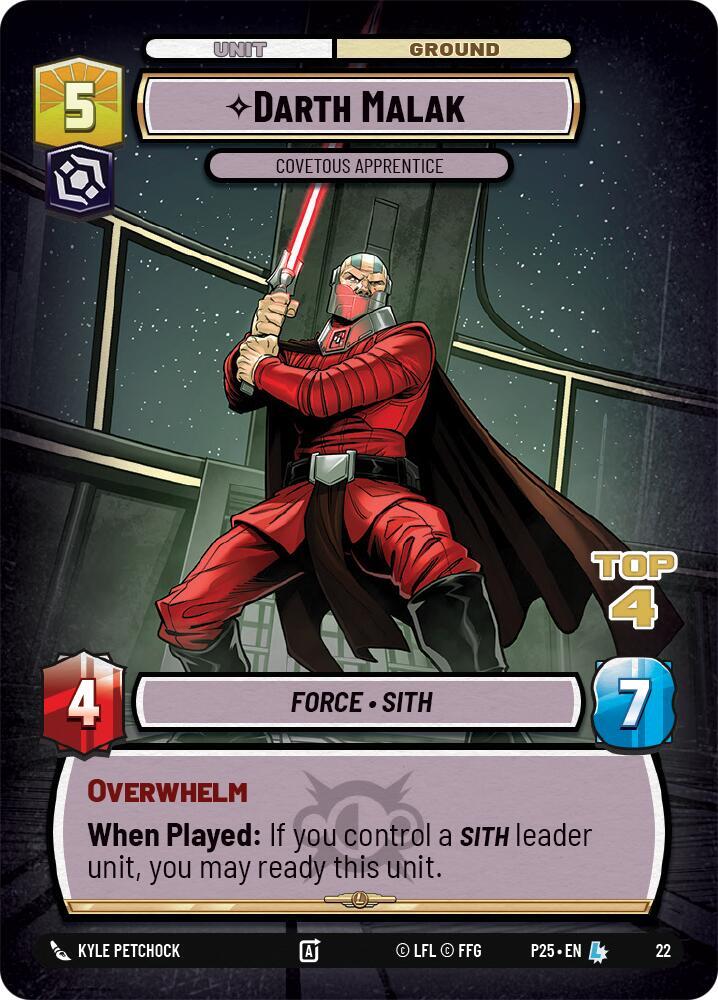 Darth Malak - Covetous Apprentice (Top 4) (22) [Organized Play Promos]