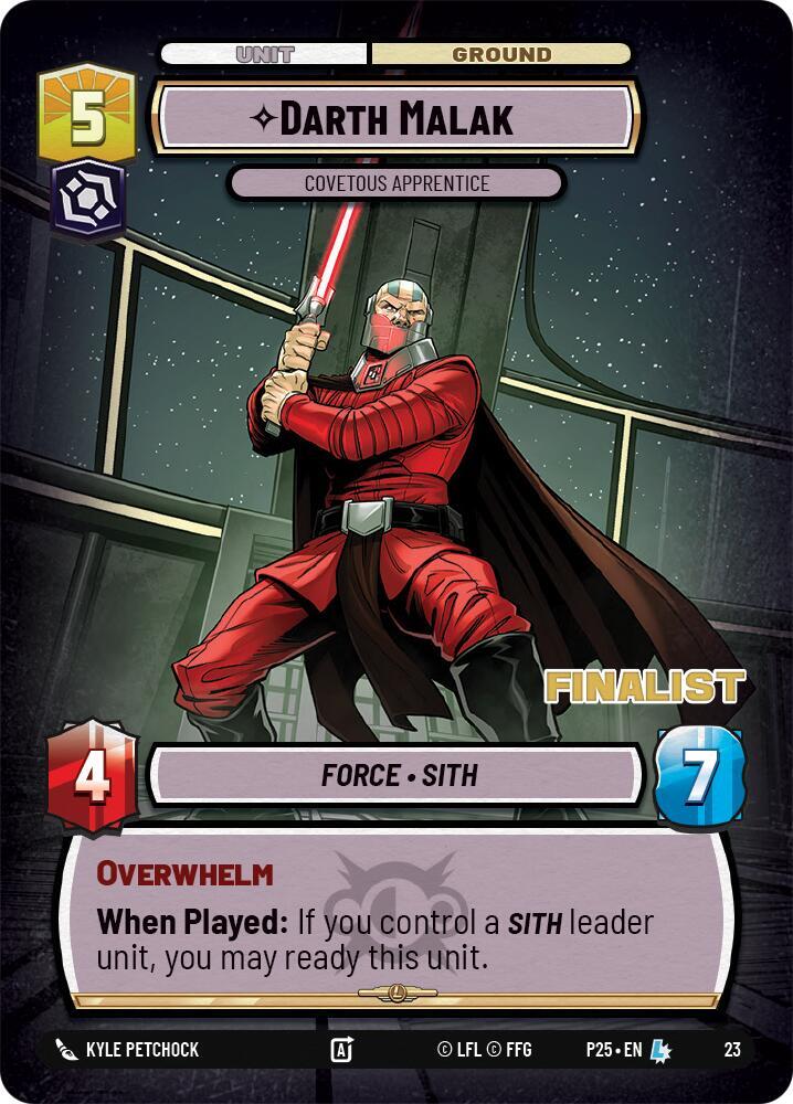 Darth Malak - Covetous Apprentice (Finalist) (23) [Organized Play Promos]