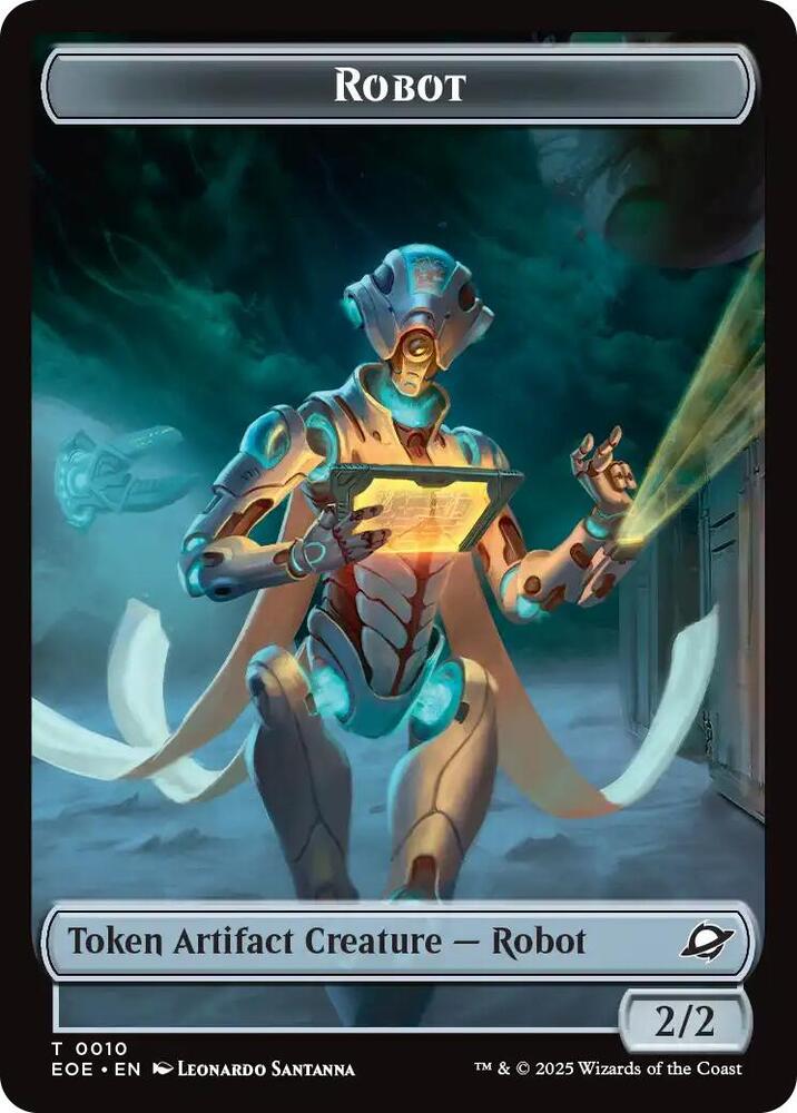 Robot // Emblem - Tezzeret, Cruel Captain Double-Sided Token (10 // 11) [Edge of Eternities]