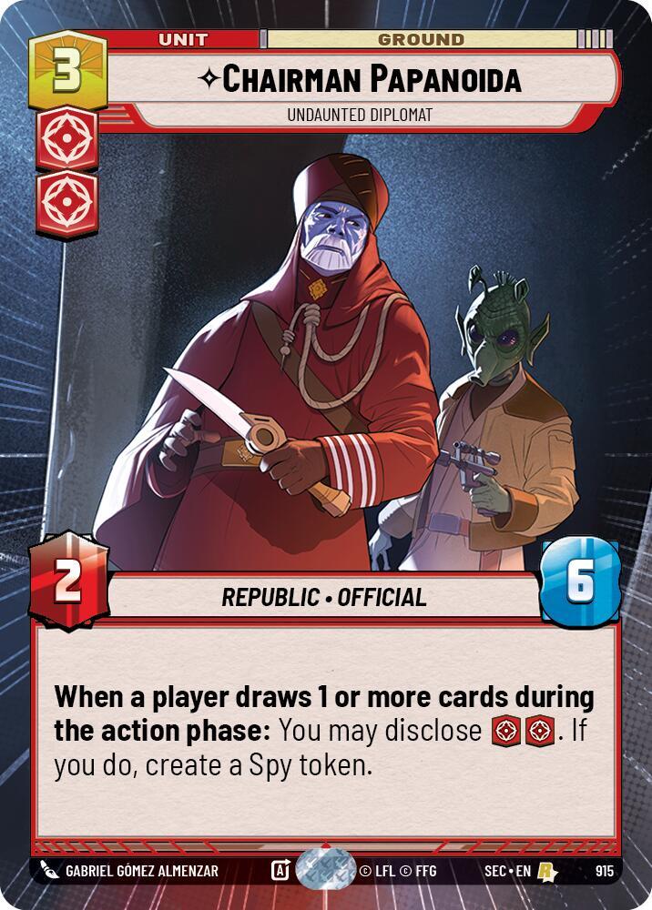 Chairman Papanoida - Undaunted Diplomat (Hyperspace Foil) (915) [Secrets of Power]