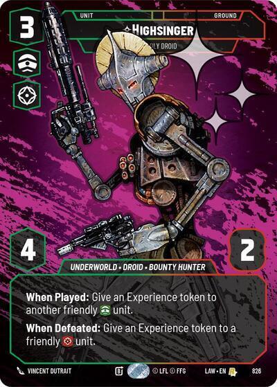 Highsinger - Deadly Droid (Prestige Foil) (826) [A Lawless Time]