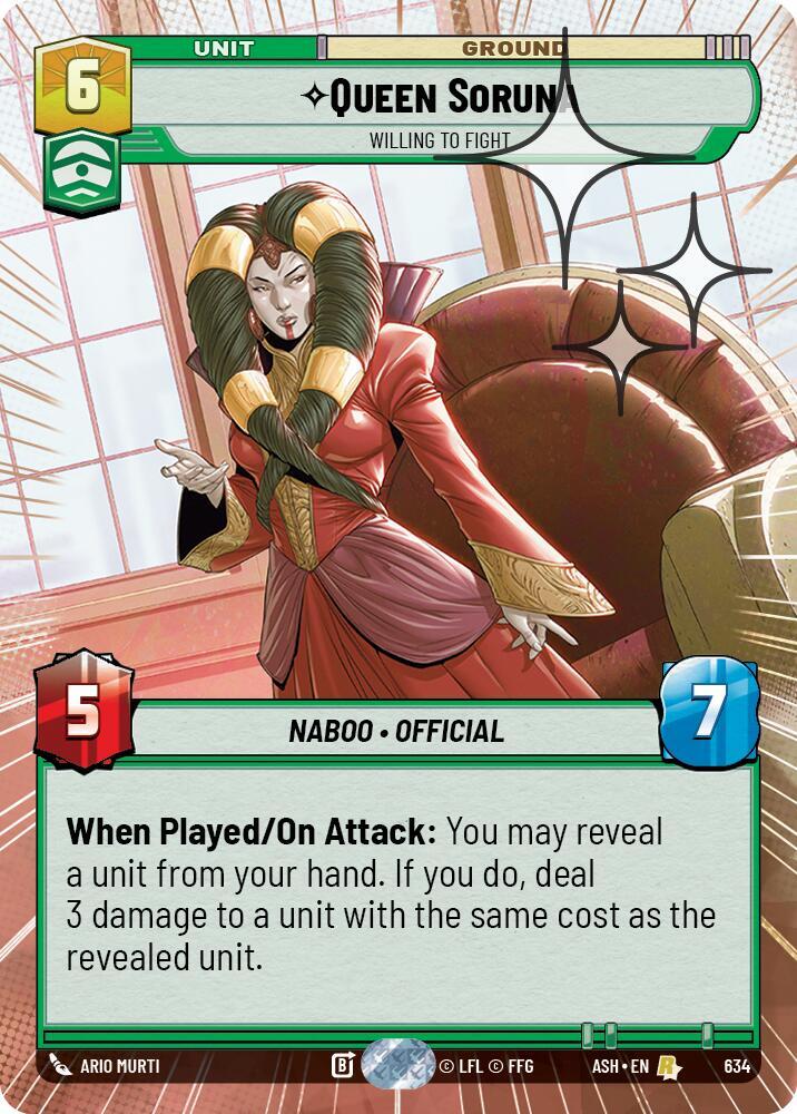 Queen Soruna - Willing to Fight (Hyperspace Foil) (634) [Ashes of the Empire]