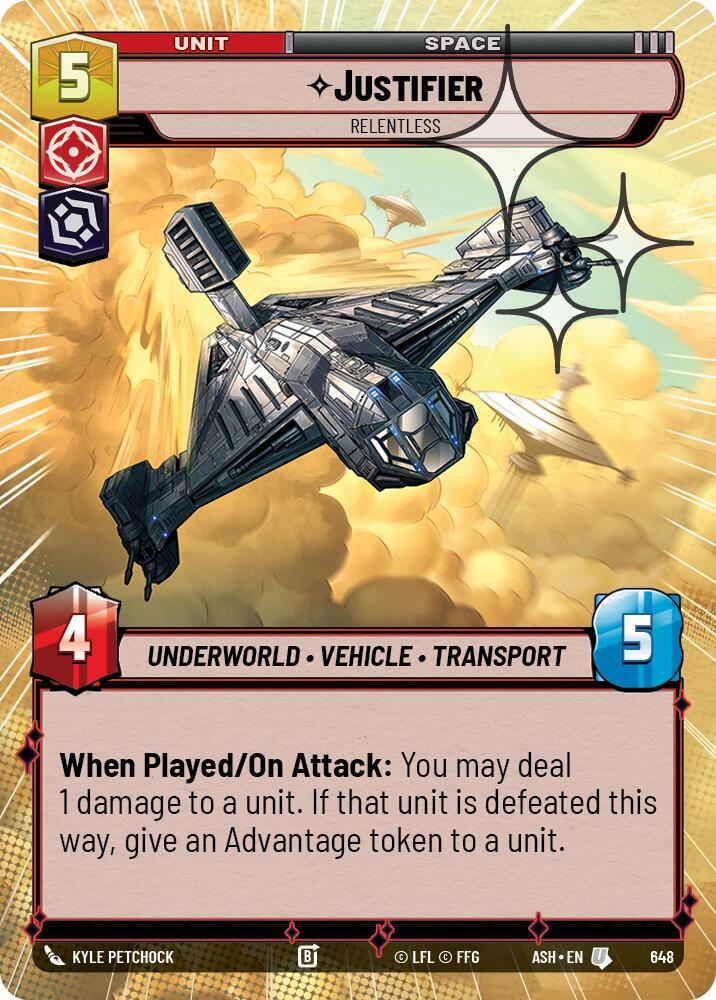 Justifier - Relentless (Hyperspace Foil) (648) [Ashes of the Empire]