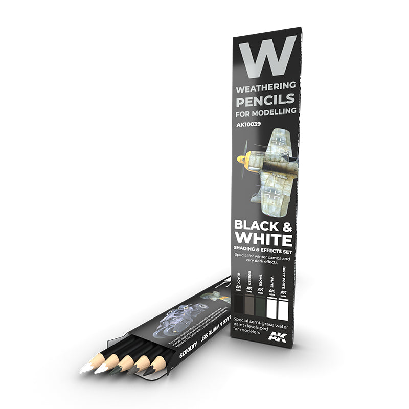 Weathering Pencil Set - Black and White: Shading and Effects Set