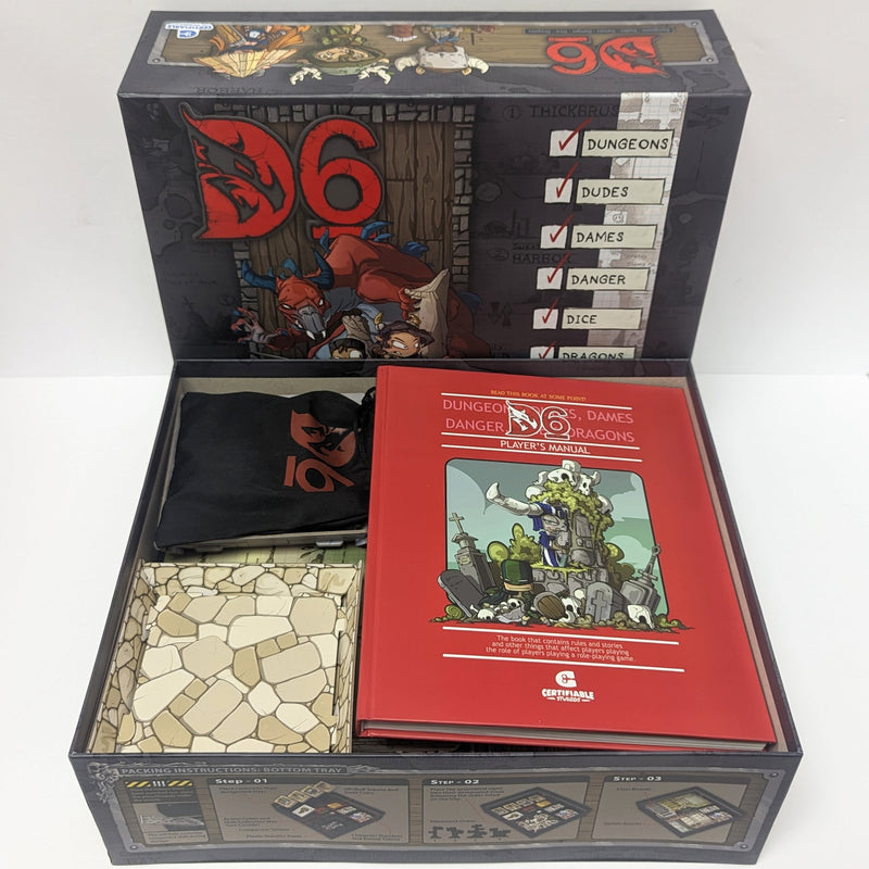 D6: Dungeons, Dudes, Dames, Danger, Dice and Dragons! (Used)
