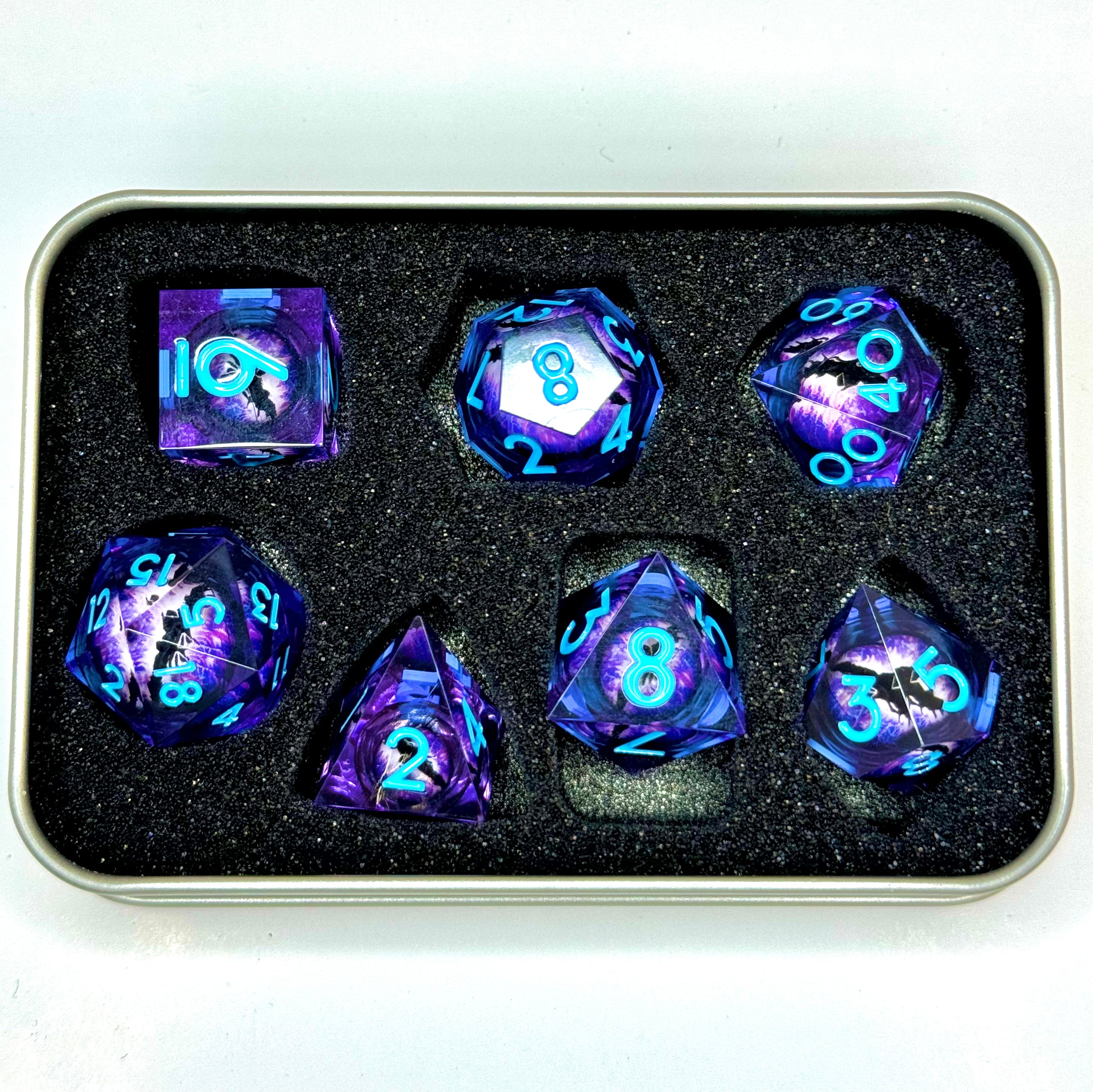 Resin Liquid Core Eye 7 Dice Set - Purple