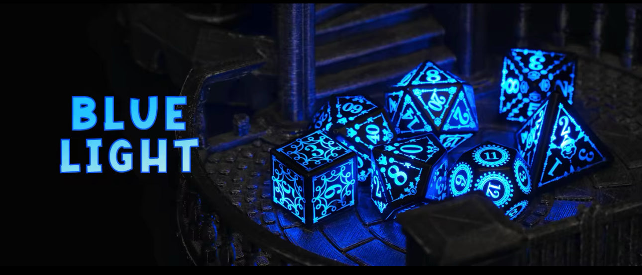 Jeu de dés LED avec boîte rechargeable : bleu