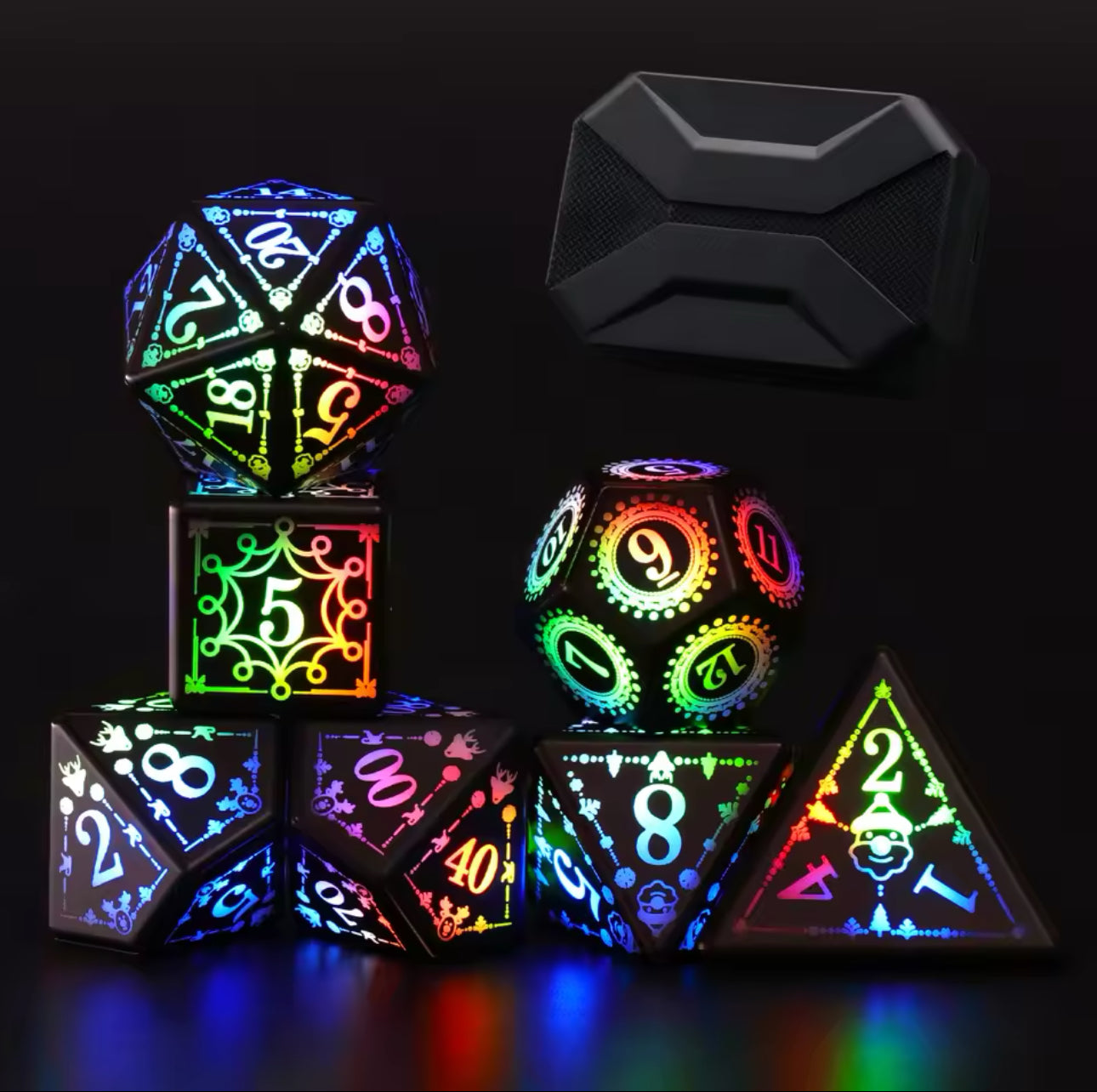 Jeu de dés LED avec boîte rechargeable : Christmas Raindow