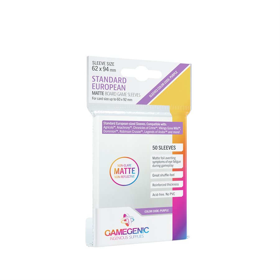 Pochettes Gamegenic Matte Standard de taille européenne 62 MM X 94 MM 50 CT