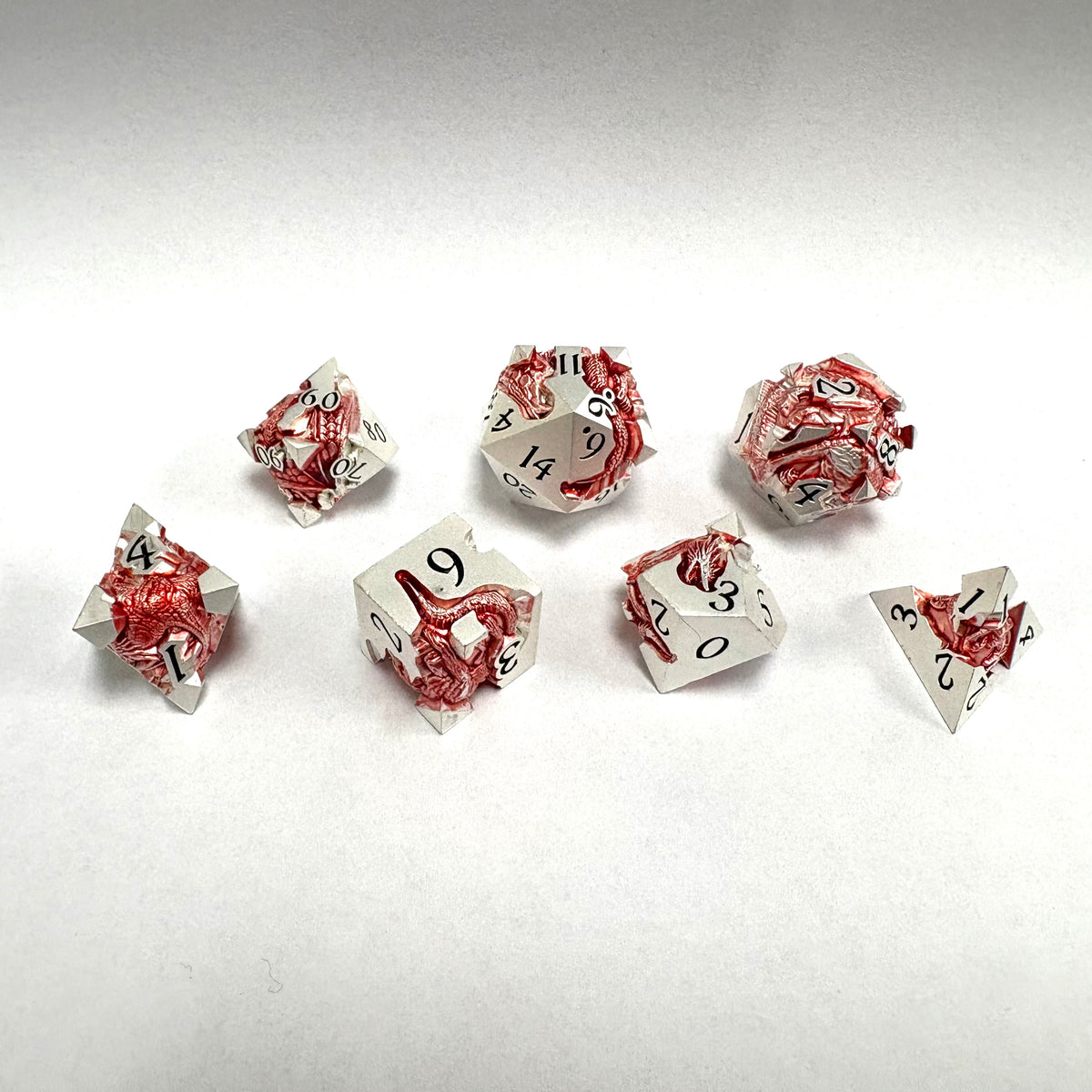 Metal Dice Set - Dragon Silver and Black