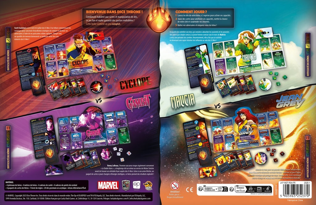 Dice Throne: Marvel X-Men Cyclops vs. Gambit vs. Rogue vs. Jean Grey (French)