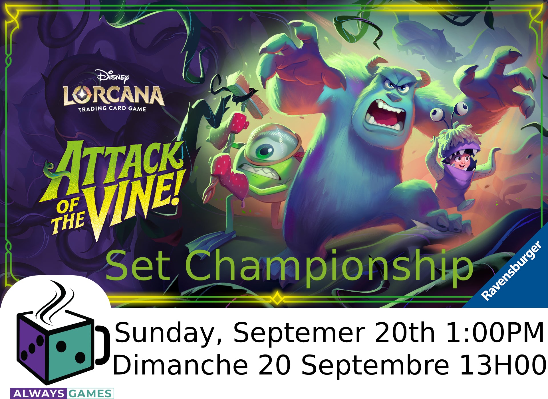 Toujours Jeux Lorcana Attack of the Vine! Set Championship Event - September 20th at 1:00 PM