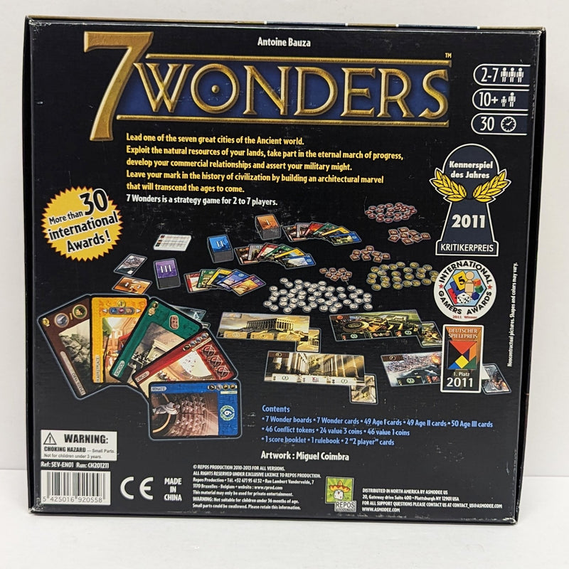 7 Wonders + Cities Expansion + Leaders Expansion + Wonders Pack Expansion (Bundle) (Used)
