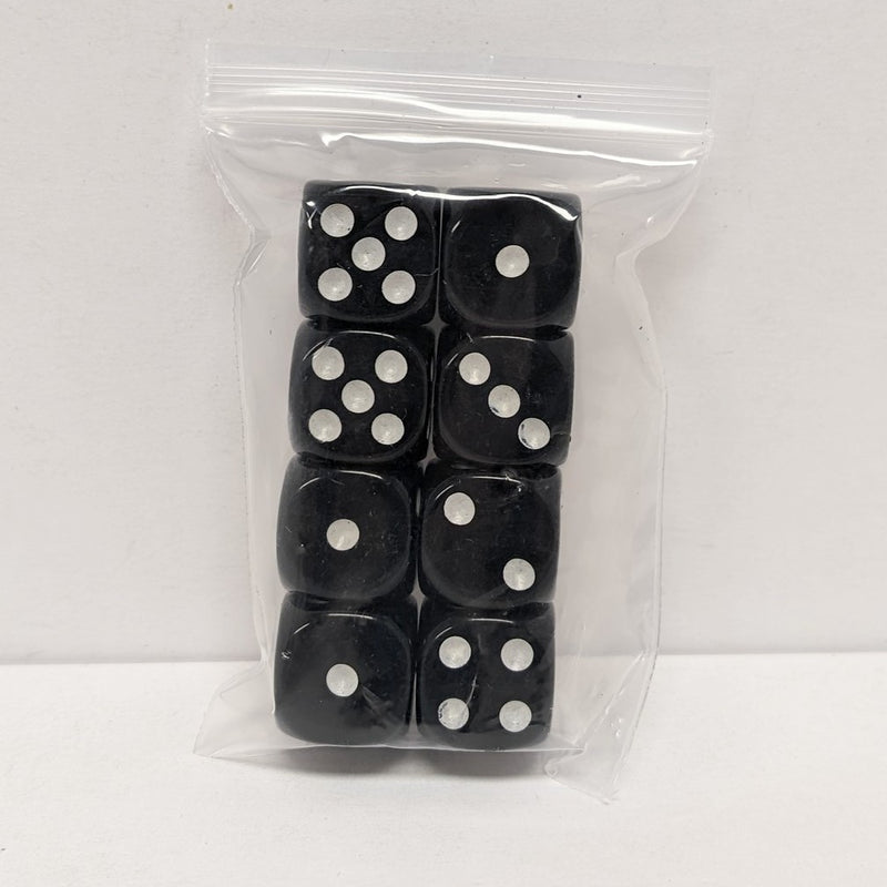 D6 - 8 Black Dice with White Pips