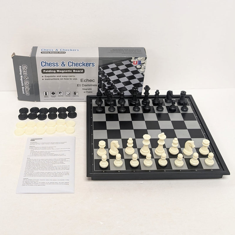 Échecs et dames : plateau magnétique pliable (d'occasion)