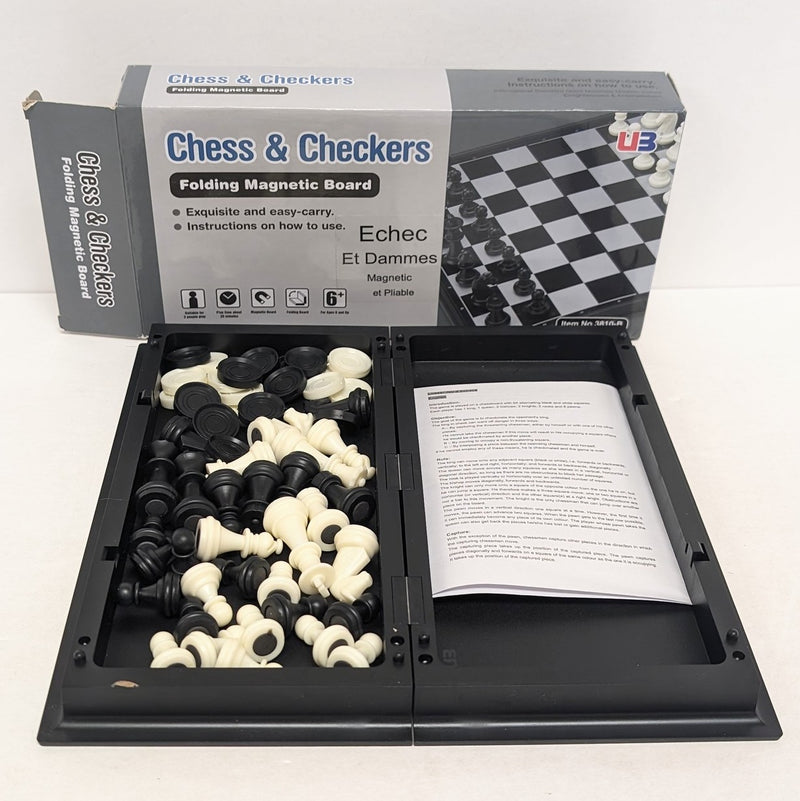 Échecs et dames : plateau magnétique pliable (d'occasion)