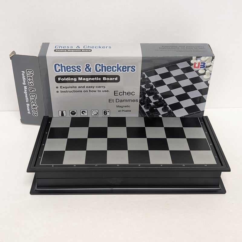 Échecs et dames : plateau magnétique pliable (d'occasion)