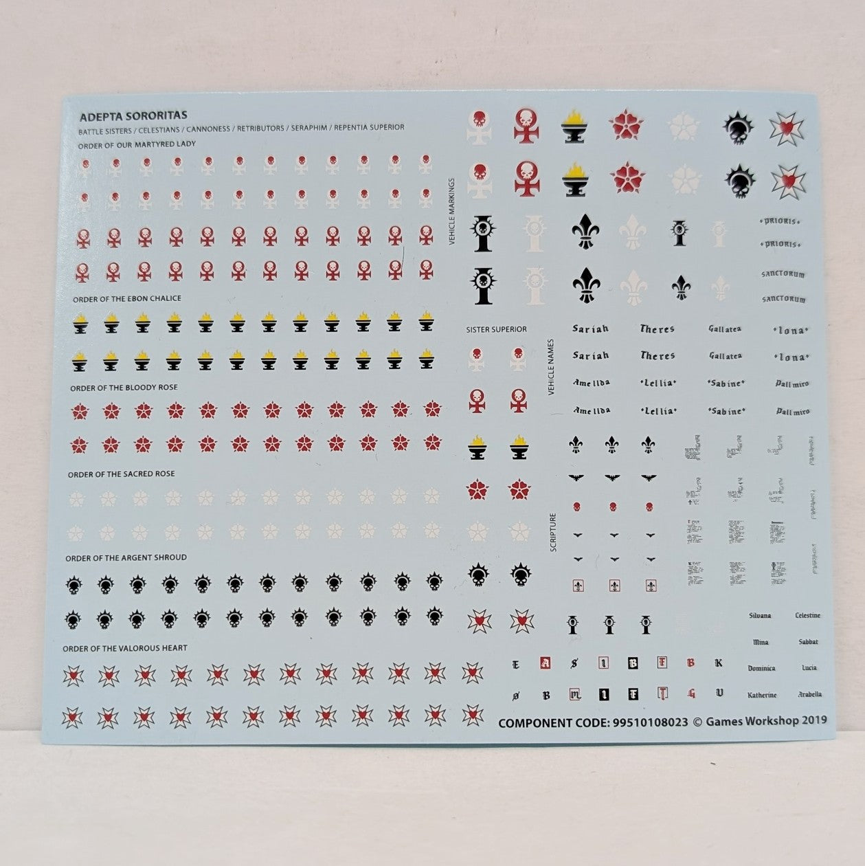 Feuille de transfert Adepta Sororitas