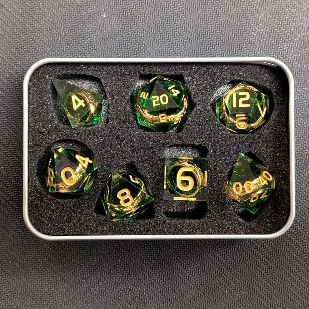 Ensemble de 7 dés en résine L'Anneau Unique - Vert