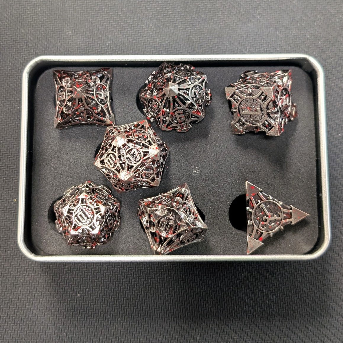 Ensemble de 7 dés Heavy Metal - Acier/Éclaboussé