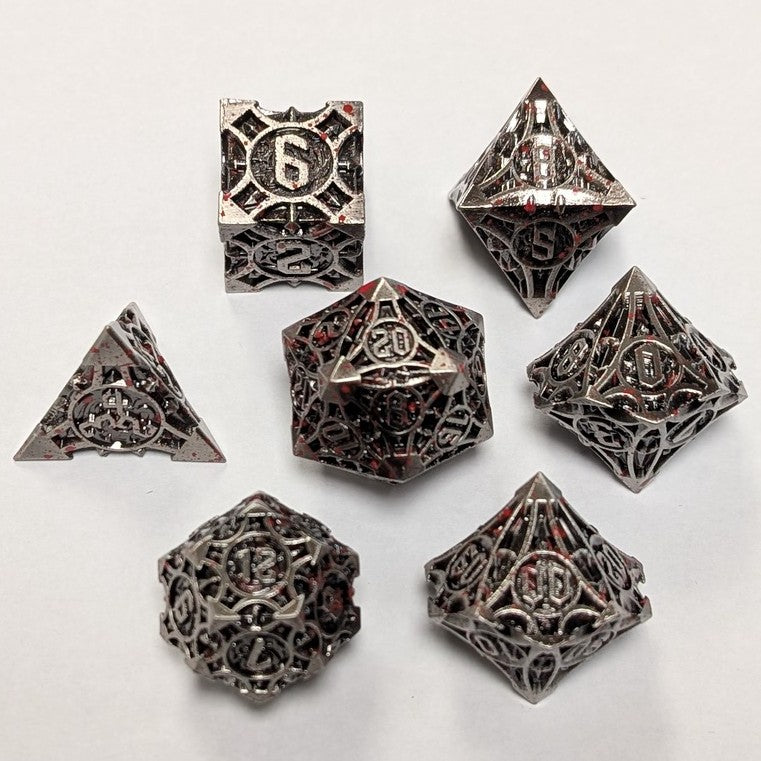 Ensemble de 7 dés Heavy Metal - Acier/Éclaboussé