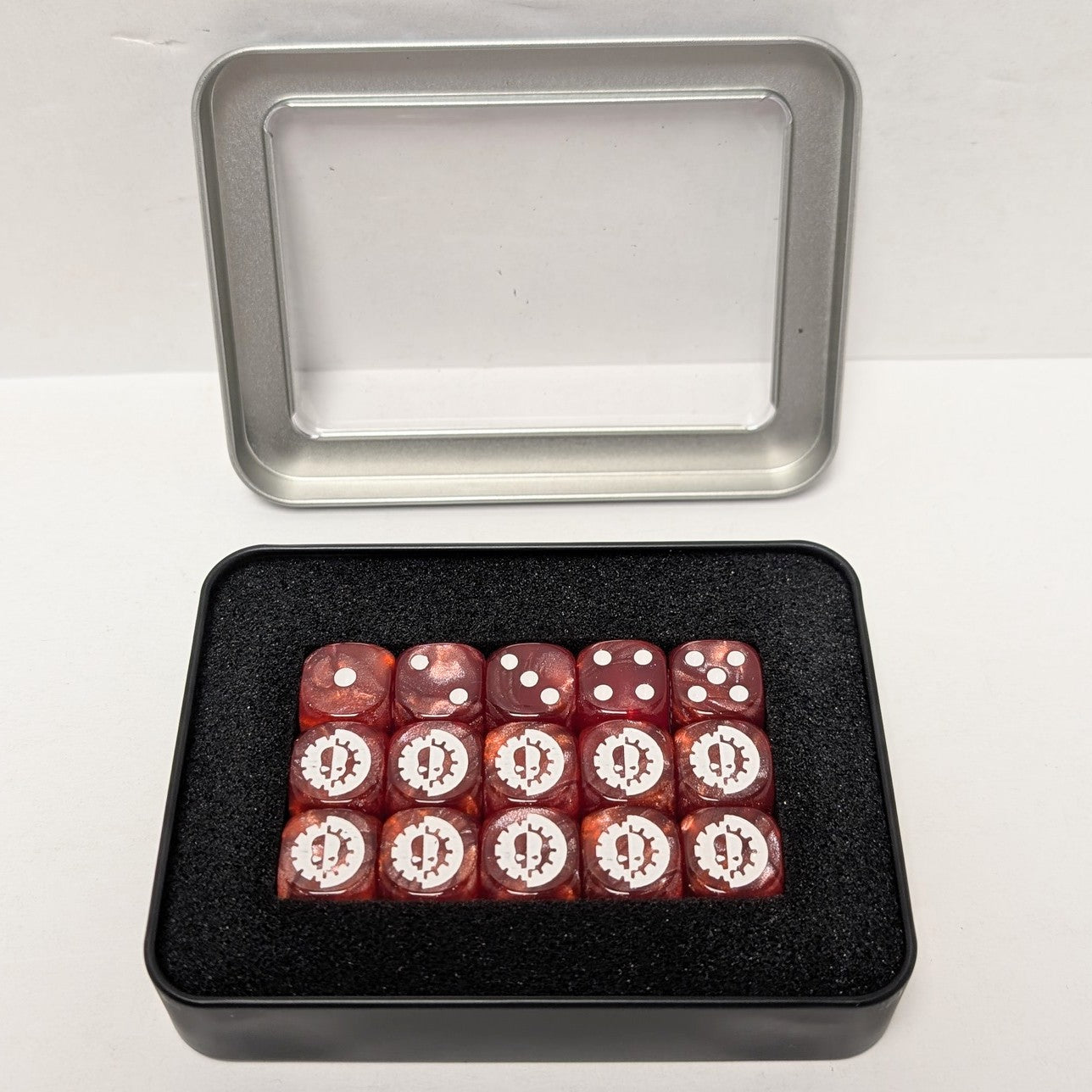 Wargaming 15 Dice Set - Red with White Pips