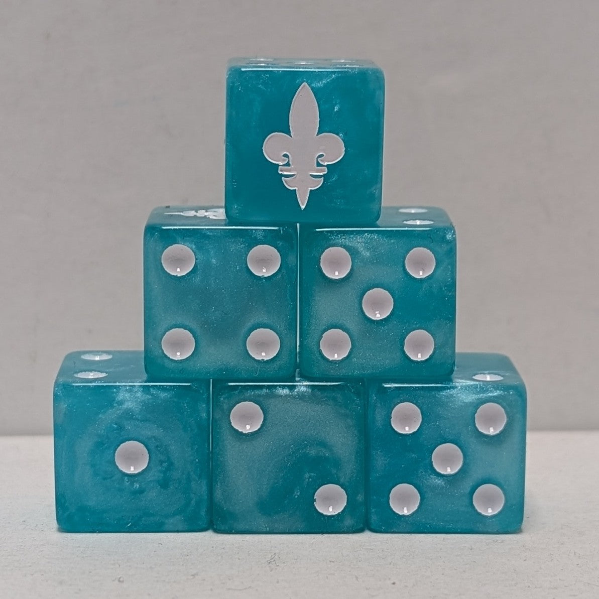 Wargaming 15 Dice Set -Teal With White Pips