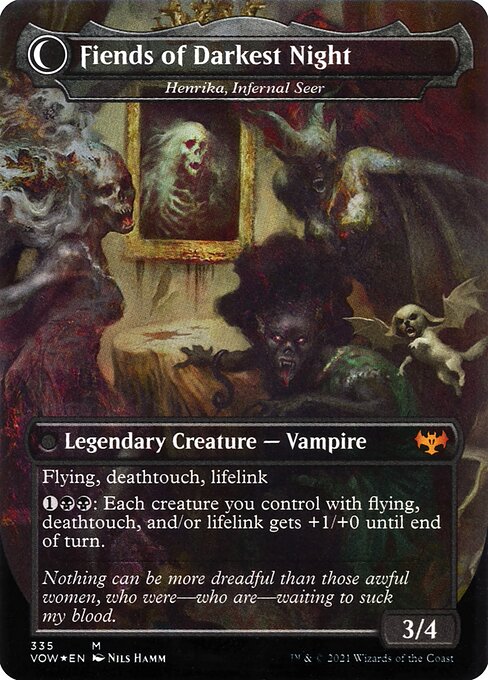 The Three Weird Sisters - Henrika Domnathi (335) [Innistrad: Crimson Vow] [Borderless] Reverse