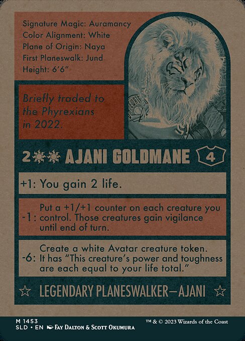 Ajani Goldmane (1453) [Secret Lair Drop] [Full Art, Borderless] Reverse