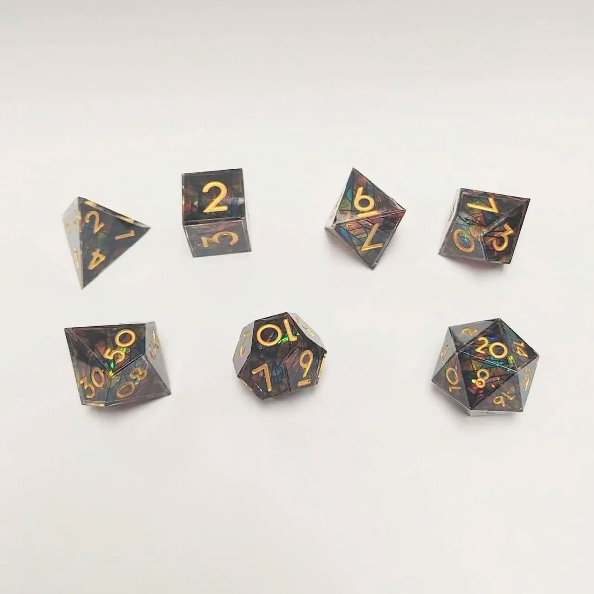 Resin Dark Layered Stained Glass Dice Set