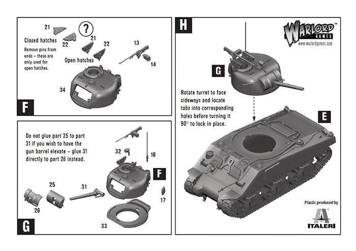 Char moyen M4 Sherman à verrou (plastique) (anglais)