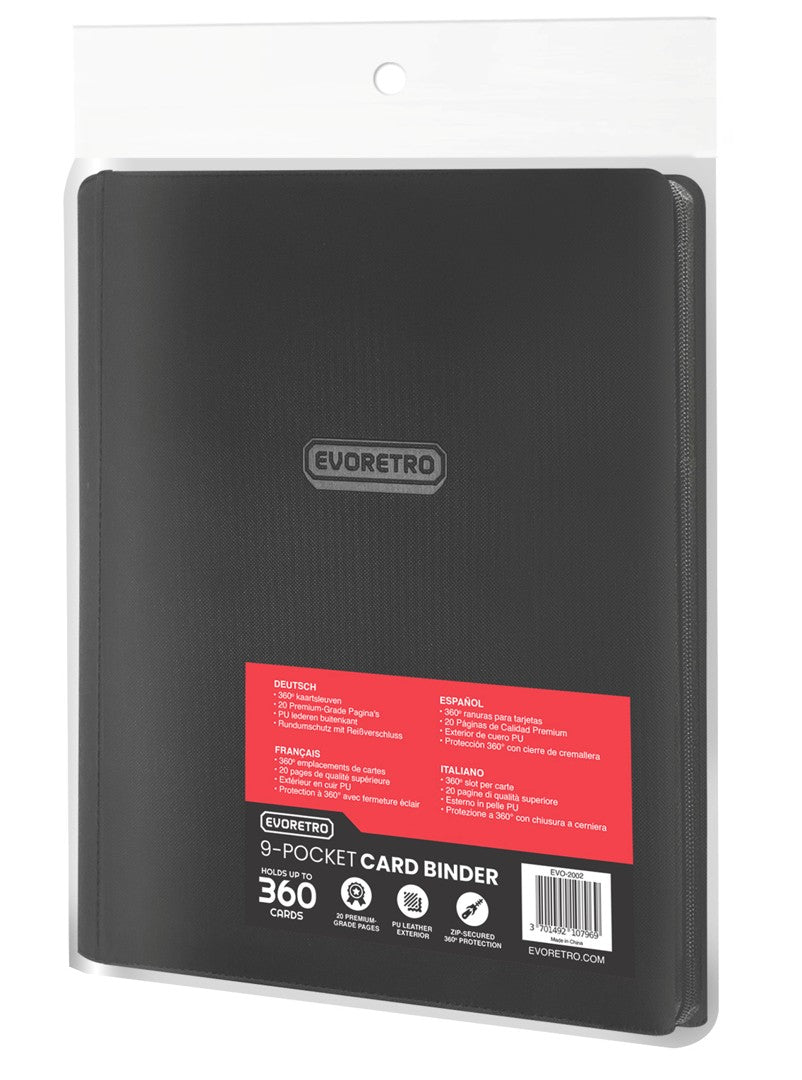 9-Pocket Card Zipper Binder - Black