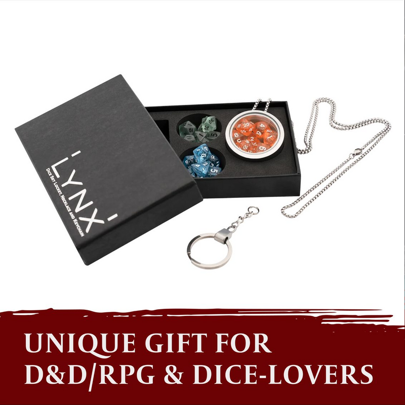 Lynx: Mini Dice Locket/Hanger with Chain and Keychain