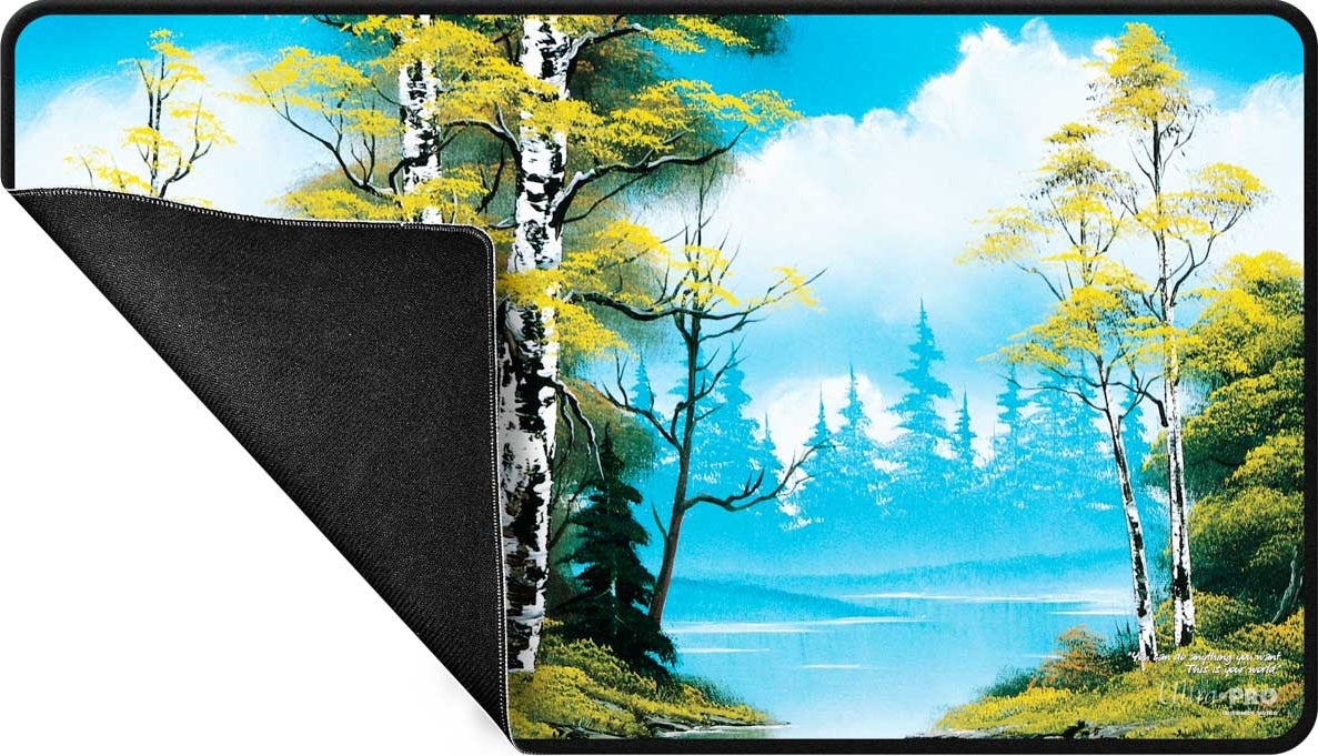 Tapis de jeu Bob Ross noir à coutures apparentes - Chemin du lac