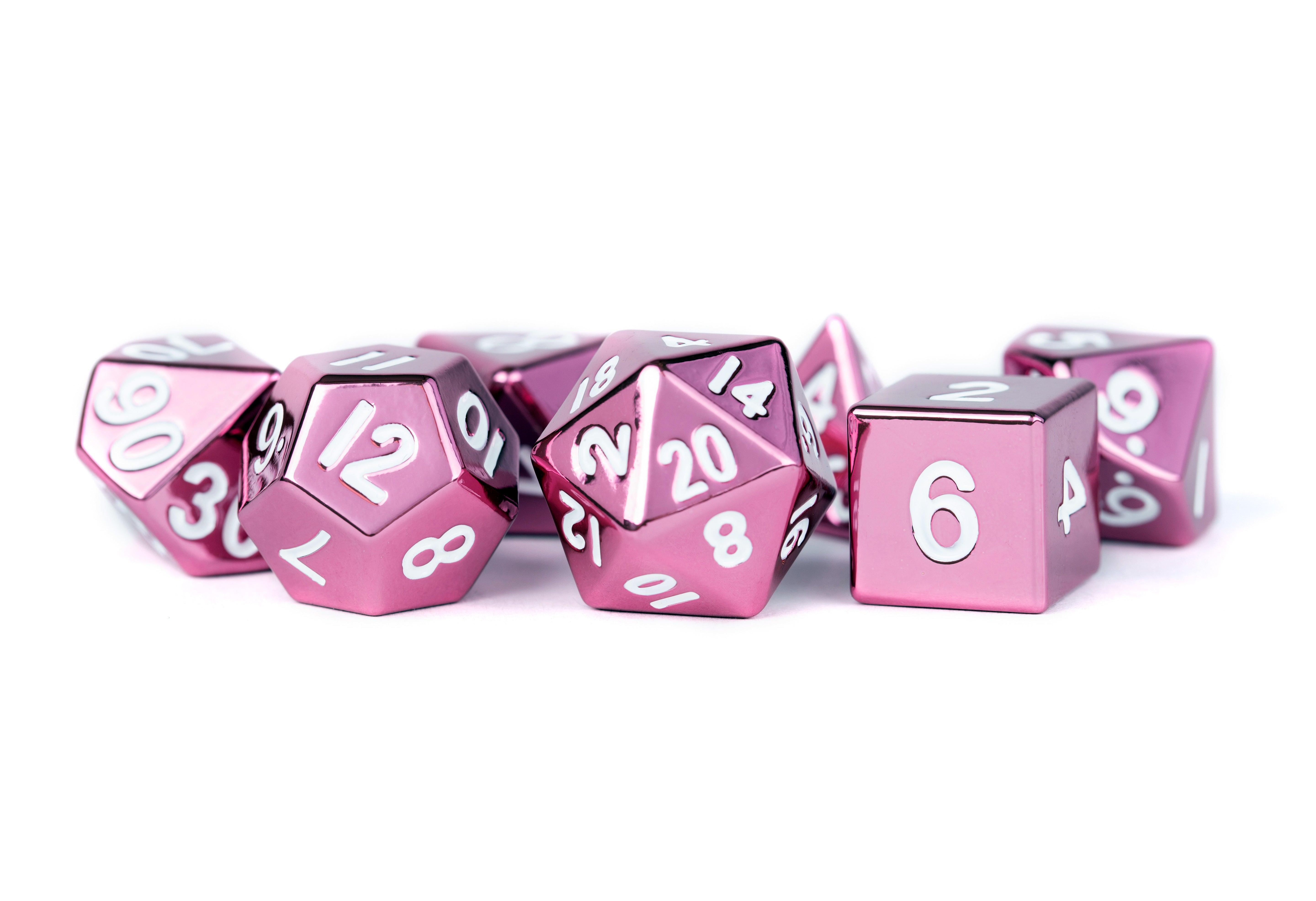 Jeu de 7 dés en métal : rose 16 mm