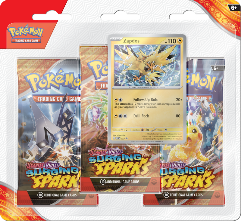 Pokemon TCG: SV8 Surging Sparks 3 Booster Pack Bundle