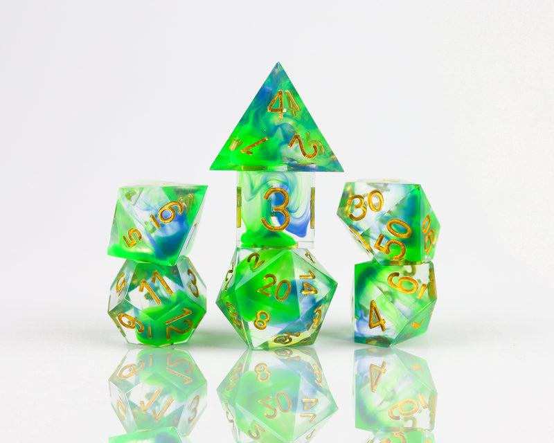 Sharp Edge Resin 7 Dice Set - Cyprus