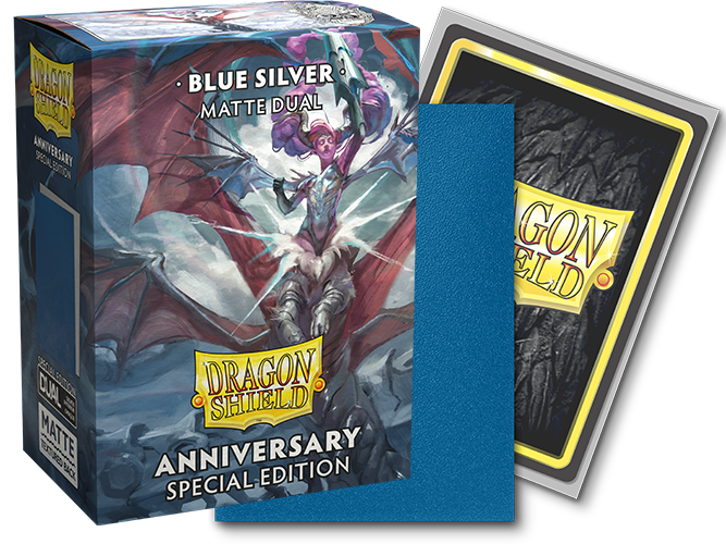 Pochettes doubles mates Dragon Shield Anniversary Special Edition Blue Sliver, 100 unités