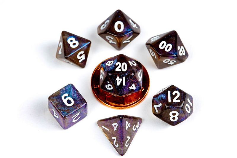 Mini 7 Dice Set Stardust Galaxy 10MM