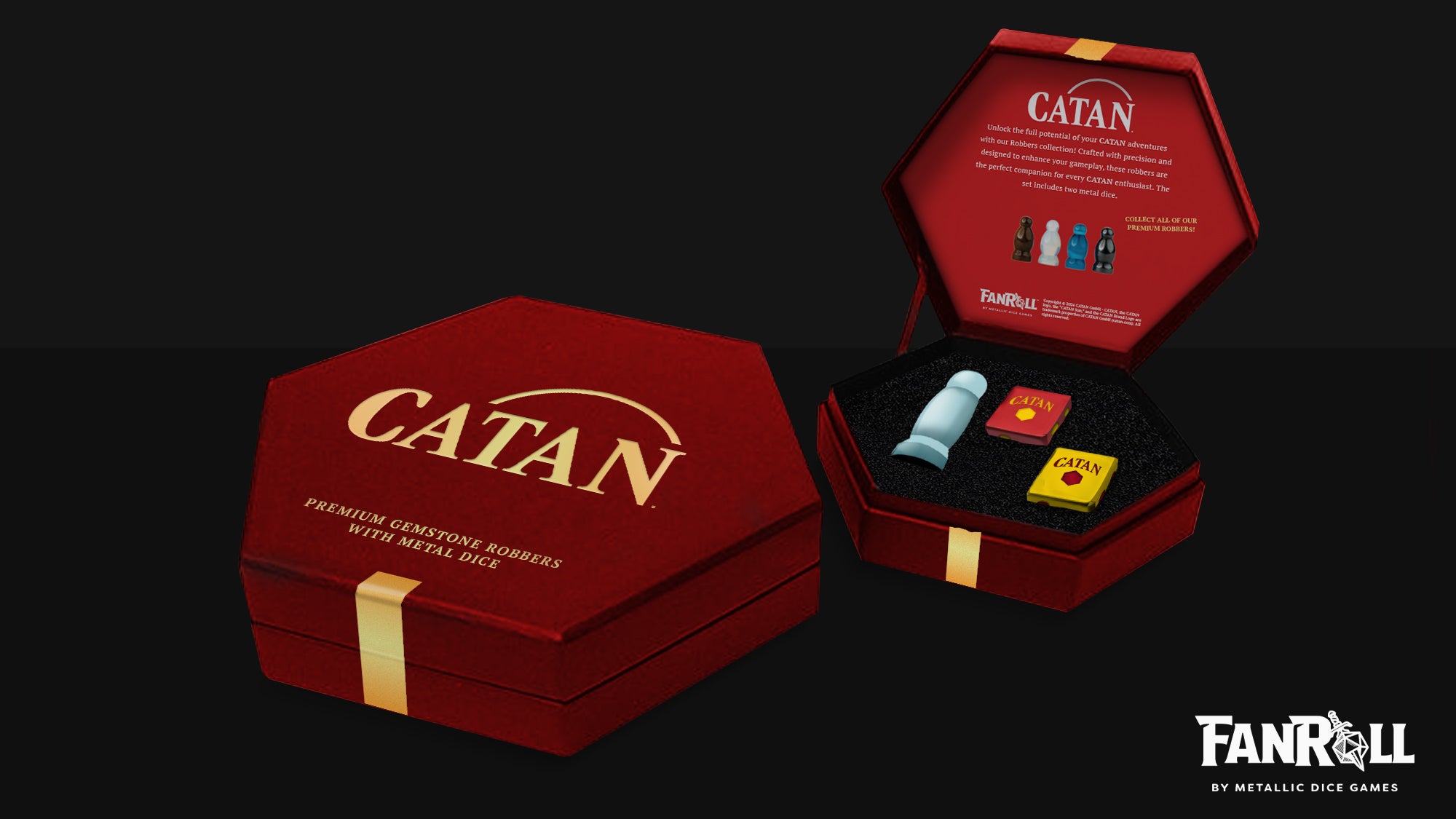 Coffret Catan Premium Voleur et Dés en Métal : Opalite